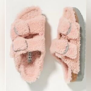 NWT Birkenstock Arizona Big Buckle Shearling Tedding in Crystal‎ Rose